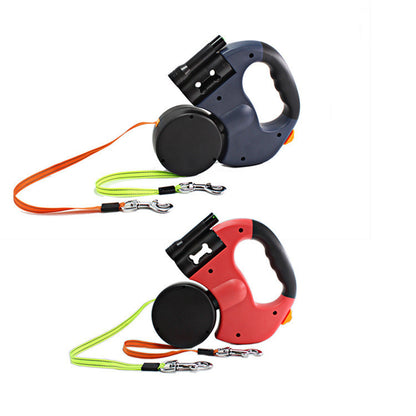 Dual Headed Pet Leashes with Flashlight Garbage Bag Box