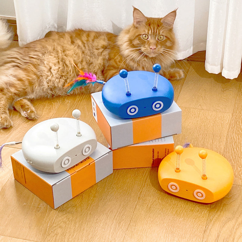 Electric Robot Laser Cat Toy USB Charging Feather Teasing Toys