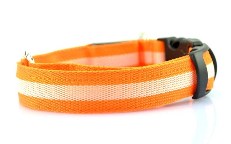 2.5cm stripe fiber LED luminous pet collar