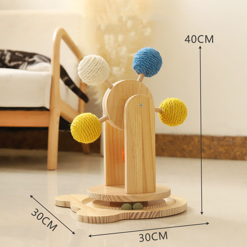 Solid Wood Rotary Table Cat Scratch Board Sisal Hemp Pet Products