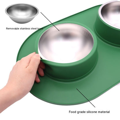 Pet Anti-skid Anti-splash Silicone Stainless Steel Bowl For Pet