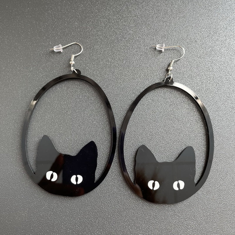 Acrylic Dangle Earrings Round Asymmetric Dog Drop Earrings