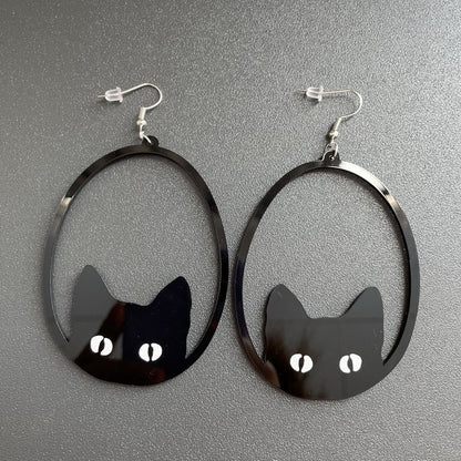 Acrylic Dangle Earrings Round Asymmetric Dog Drop Earrings