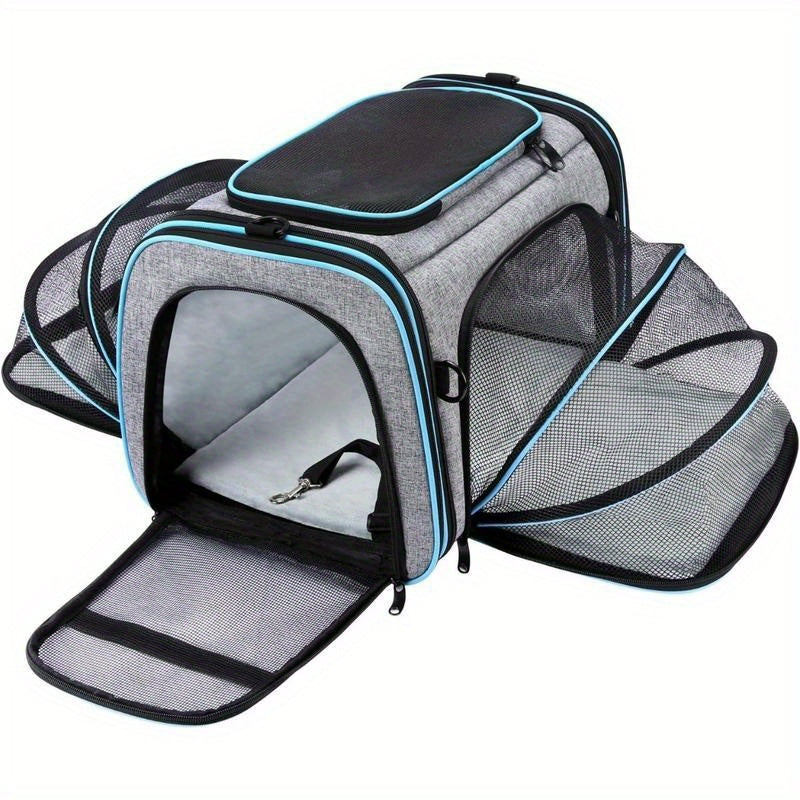 Large Soft Sided Pet Travel TSA Carrier 4 Sides Expandable