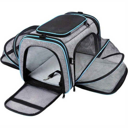 Large Soft Sided Pet Travel TSA Carrier 4 Sides Expandable