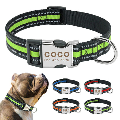 Custom Reflective Pet Leash Tag Collar Nylon Engraved Name