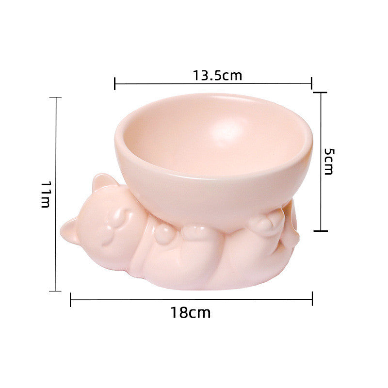 Pet Bowl High Foot Slanted Mouth Protection Spine Creative