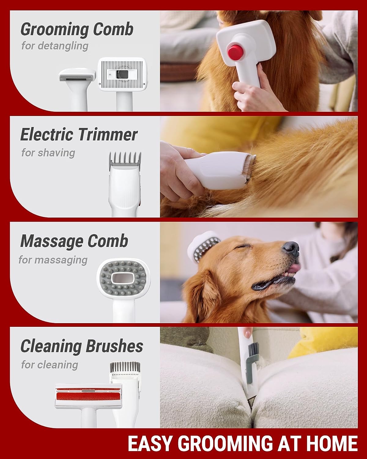 Pet Hair Vacuum For Shedding Grooming With Dog Clipper