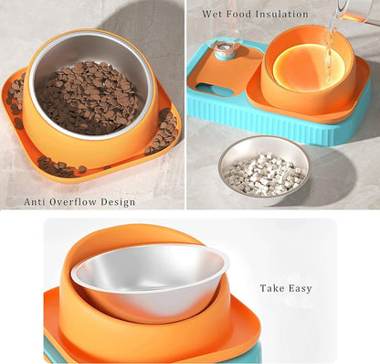 Cat Dog Food And Water Bowl Set Double Food Bowls