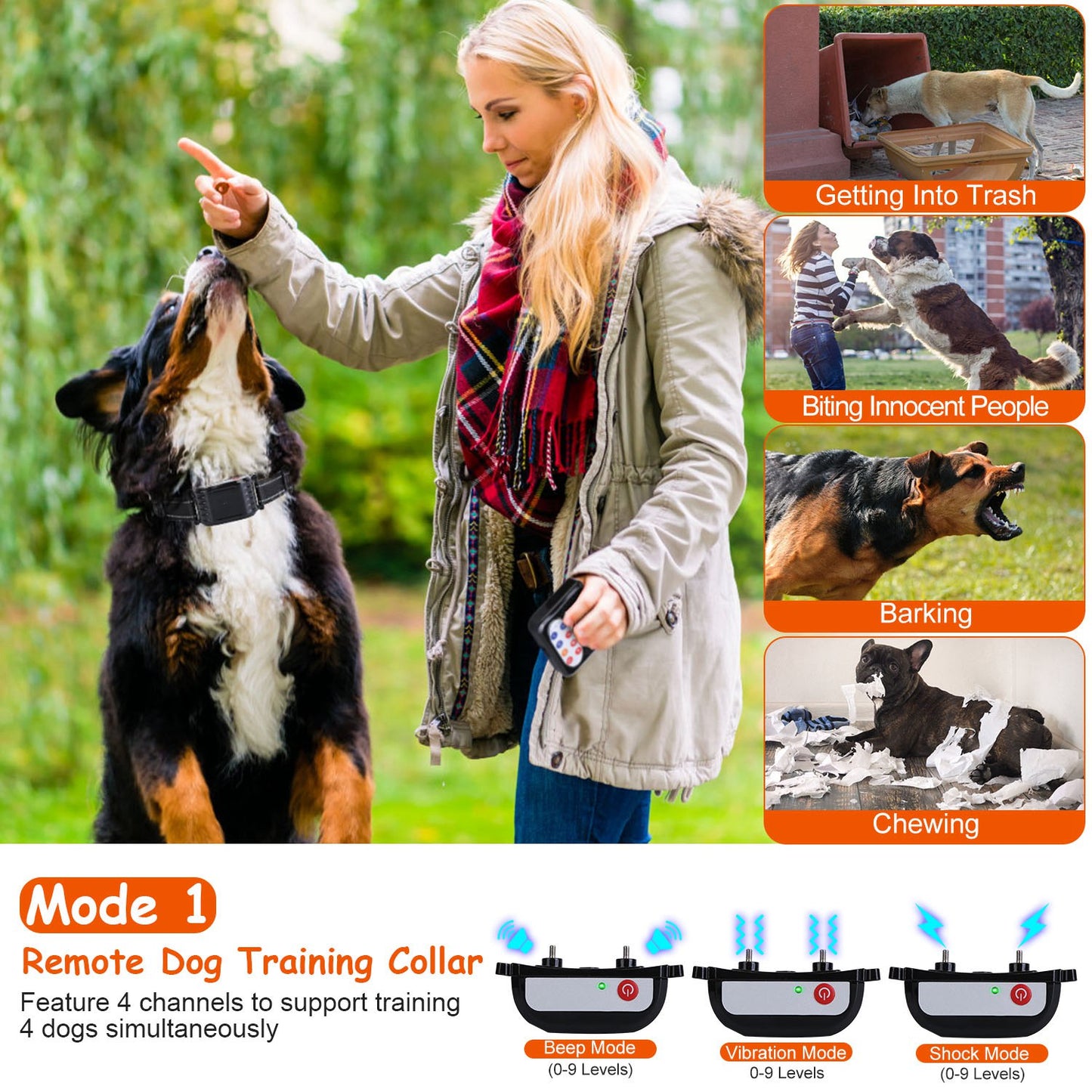 1 Set 990FT Range Dog Wireless Fence Remote Training Collar