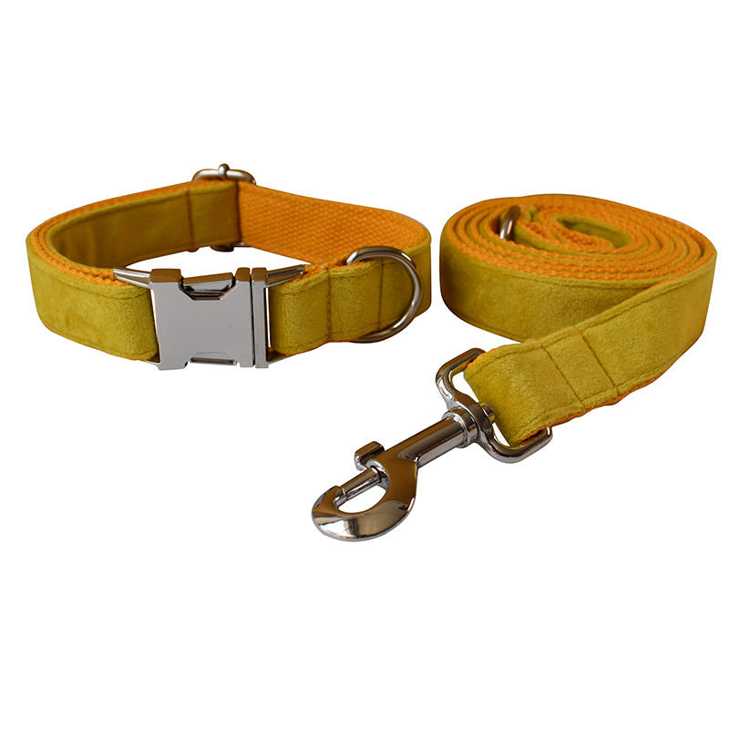 Yellow Fleece Pet Dog Collar Adjustable