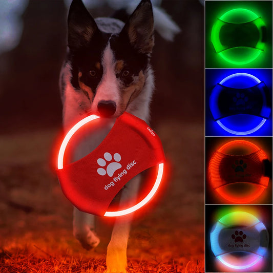 Dog Flying Discs Light Glowing LED Luminous Trainings Interactive Toys