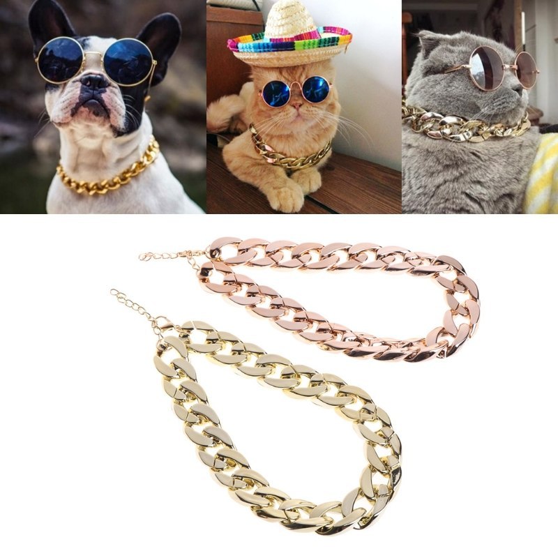 Pet Necklace Thick Gold Chain Plated Collar