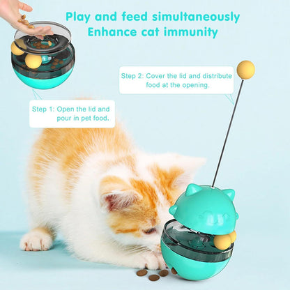 Interactive Cat Treat Dispenser Toy Tumbler Feeder Toy