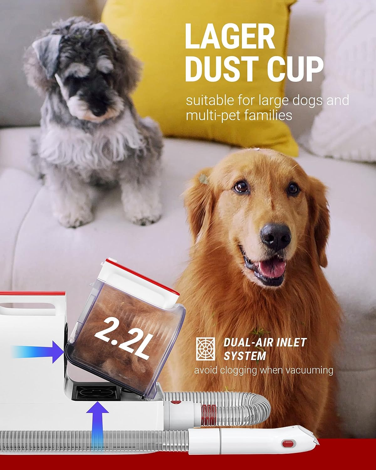 Pet Hair Vacuum For Shedding Grooming With Dog Clipper