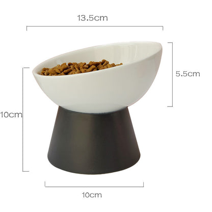 Contrast Color Ceramic Tall Pet Cat Food Bowl Shallow Mouth