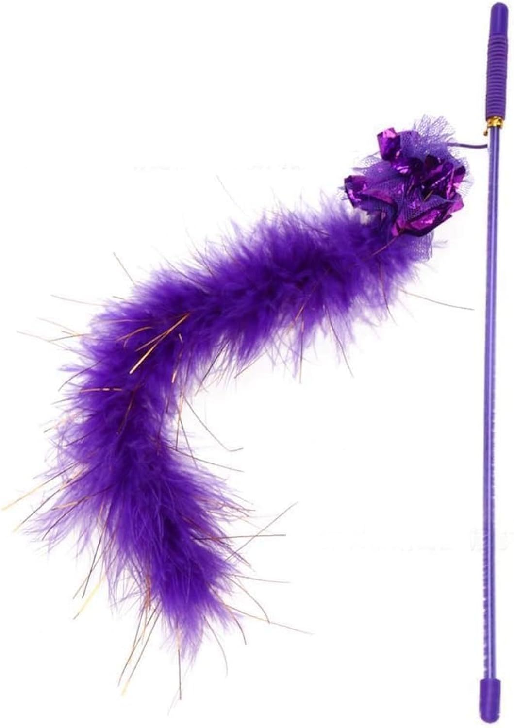 Purple Cat Teasing Stick Toy Interactive Stick Sparkly Feather Boa