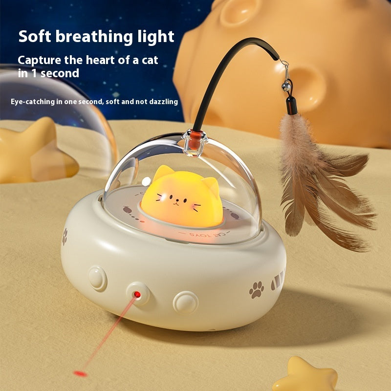 Smart Teaser Cat Toy Electric UFO Cat Teaser Stick With Bell