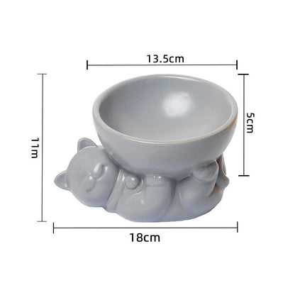 Pet Bowl High Foot Slanted Mouth Protection Spine Creative