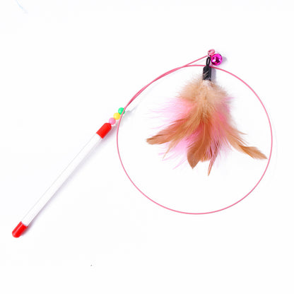 Teasing Cat Stick Pet Supplies Toys Feather Bells Wire Toys