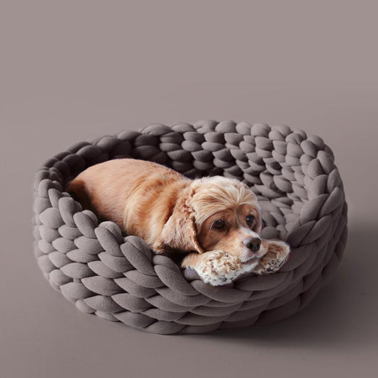 Coarse Wool Hand-woven Pet Nest Washable Solid Color