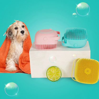 Soft Silicone Bristles Cat Dog Bath Brush Comb Scrubber