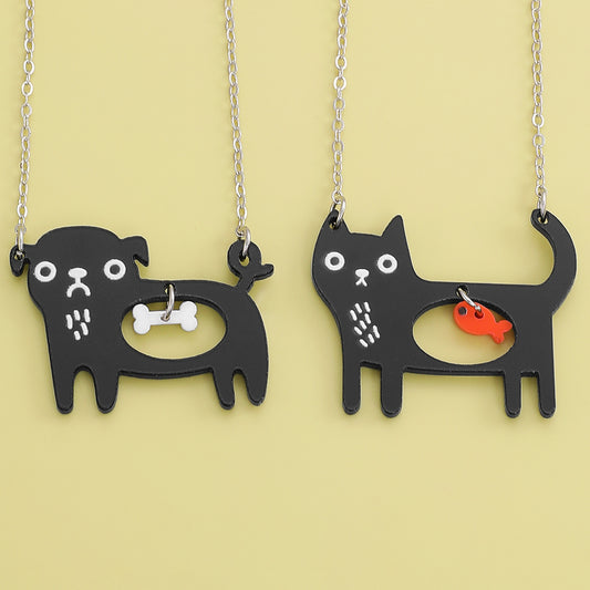 Cute Dog Cat Cartoon Necklace Ins Creative Collarbone Chain