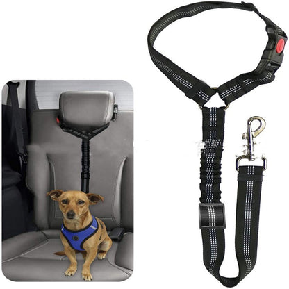 Pet Car Harness Rope Ring Dog Car Elastic Reflective Strap Leash