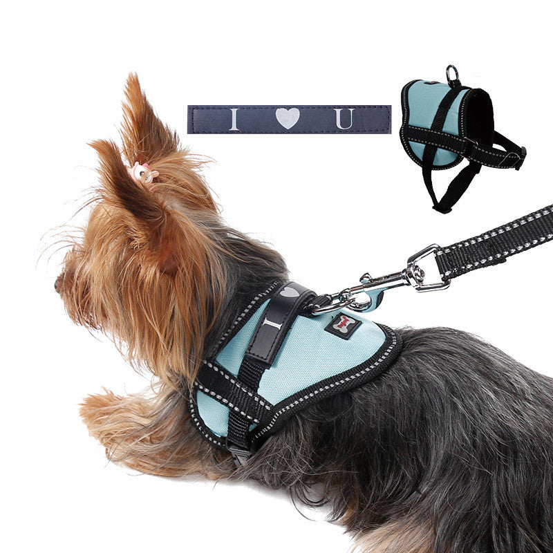 Reflective seat belt slogan dog chest back cover traction rope