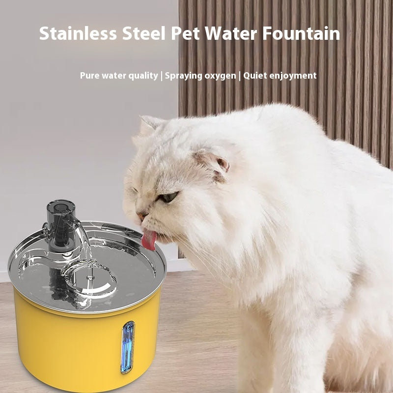 Pet Stainless Steel Plastic Spray Mute With See-through Water Dispenser