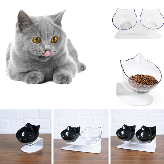 Cat Double Bowl Cat Food Bowl Protects Cervical Vertebra