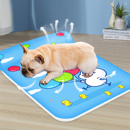 Summer Cooling Dog Mat With Pillow For Dog Cat Breathable Ice Pad