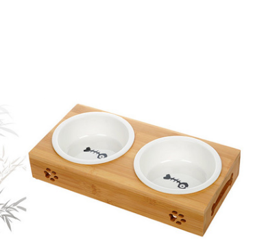 The pet dog bowl bowl bowl bowl three bowl of single double bamboo bowl