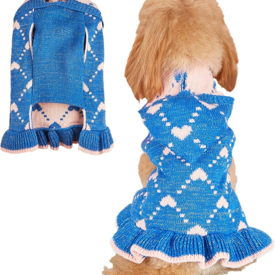 Small Dog Sweater Hoodies Dress Winter Knit Cute Clothing