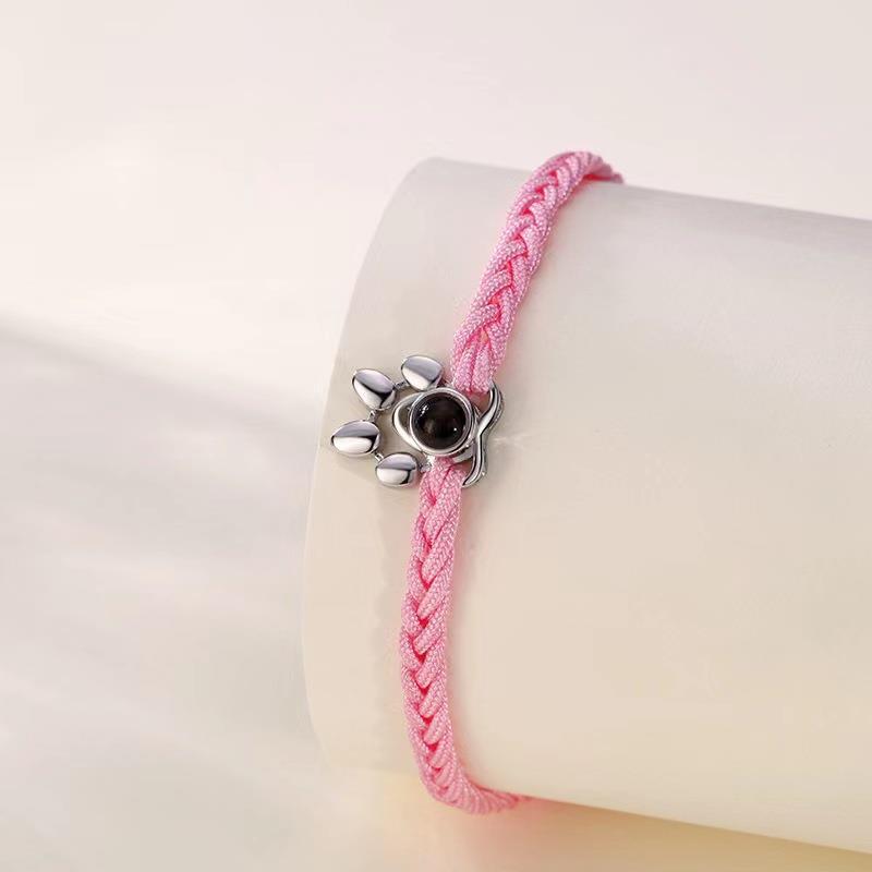 Beaded Personalized Photo Projection Bracelet Custom Photo Dog Paw