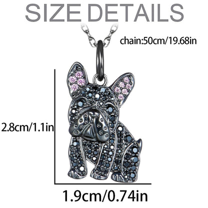 Black France Dog-shaped Pendant Necklace