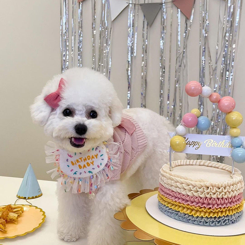 Dog Party Bib Pet Birthday Saliva Towel Bichon Triangle Scarf