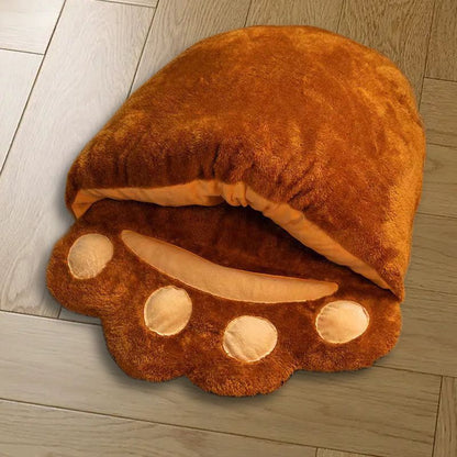 Winter Warm Cute Bear Paw Cat Bed Thickened House