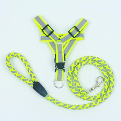 Reflective Nylon Braided Pet Leash Harness Set