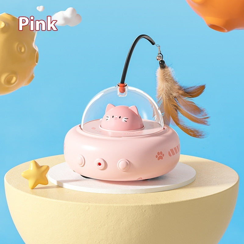Smart Teaser Cat Toy Electric UFO Cat Teaser Stick With Bell