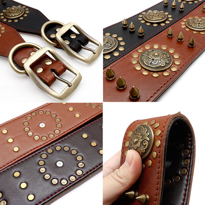 Leather Stud Dog Collar Large Dog Anti-Bite Stud Dog Collar