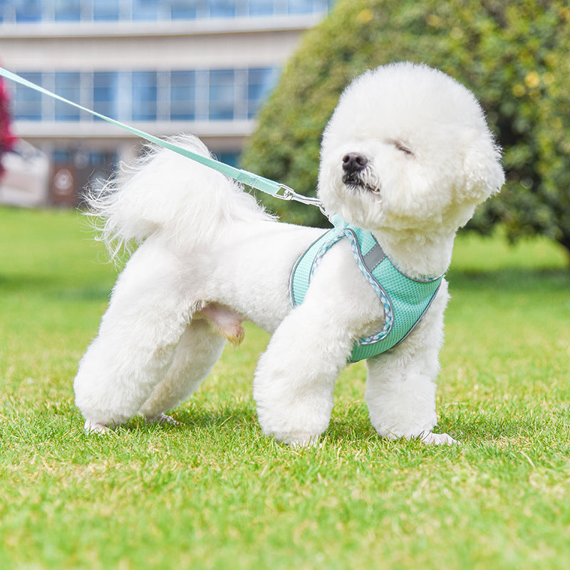 Pet Harness Reflective Plaid Covered Dog Hand Holding Vest