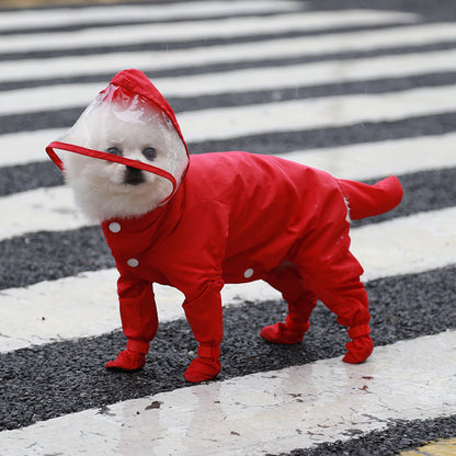 Pet Four-legged All-in-one Waterproof Raincoat