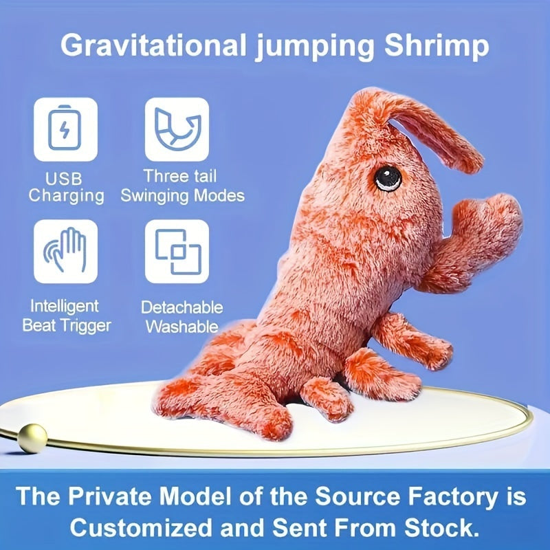 Pet Gravity Shrimp Plush Toy USB Charging Simulate Lobster