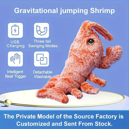 Pet Gravity Shrimp Plush Toy USB Charging Simulate Lobster