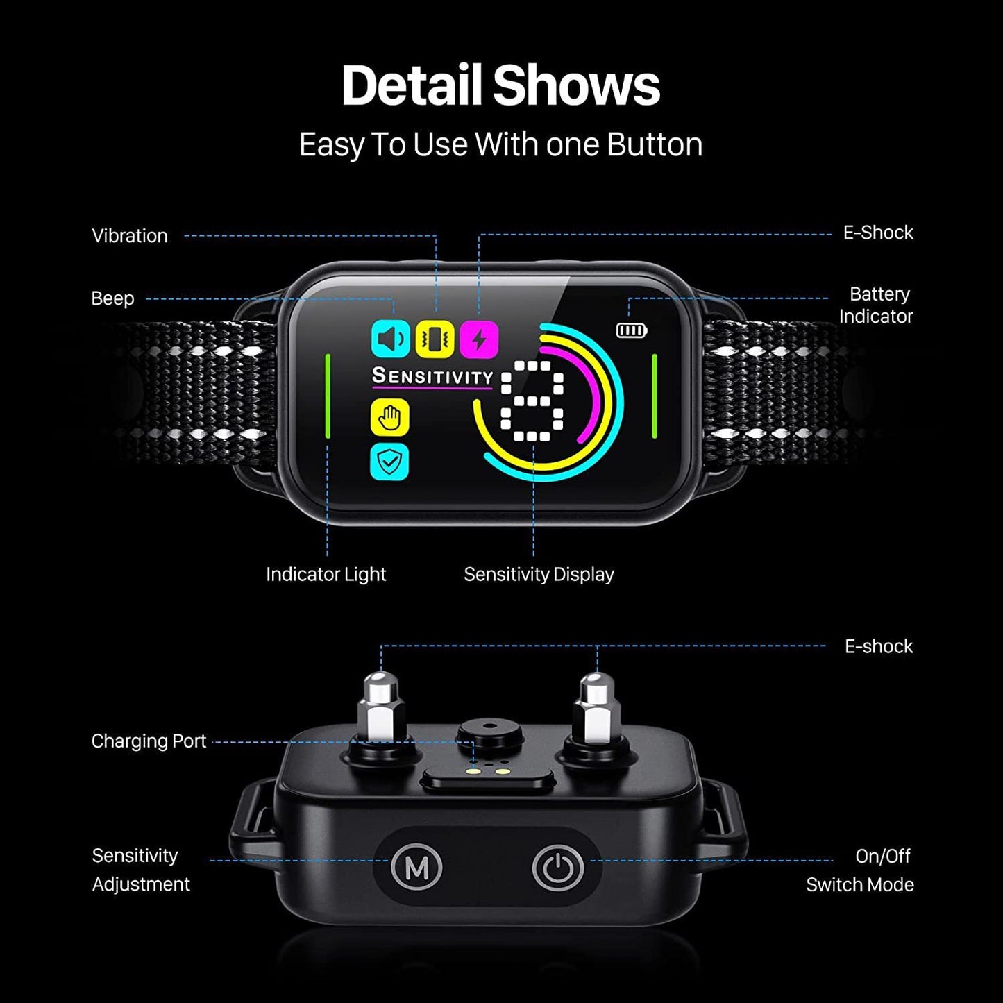 New Color Screen Bark Stopper Smart Dog Trainer Charging