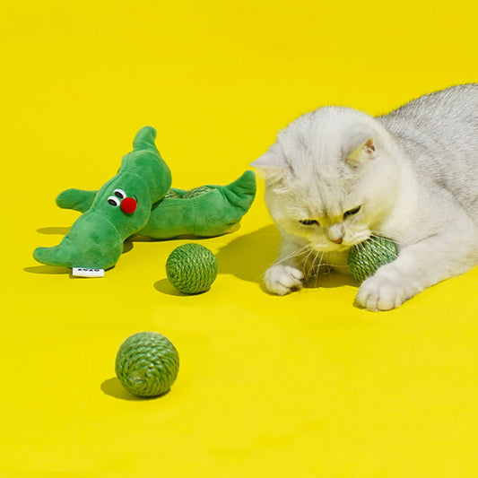 3 PCS Cat Toy Balls Interactive Pet Play Balls Sisal Rope