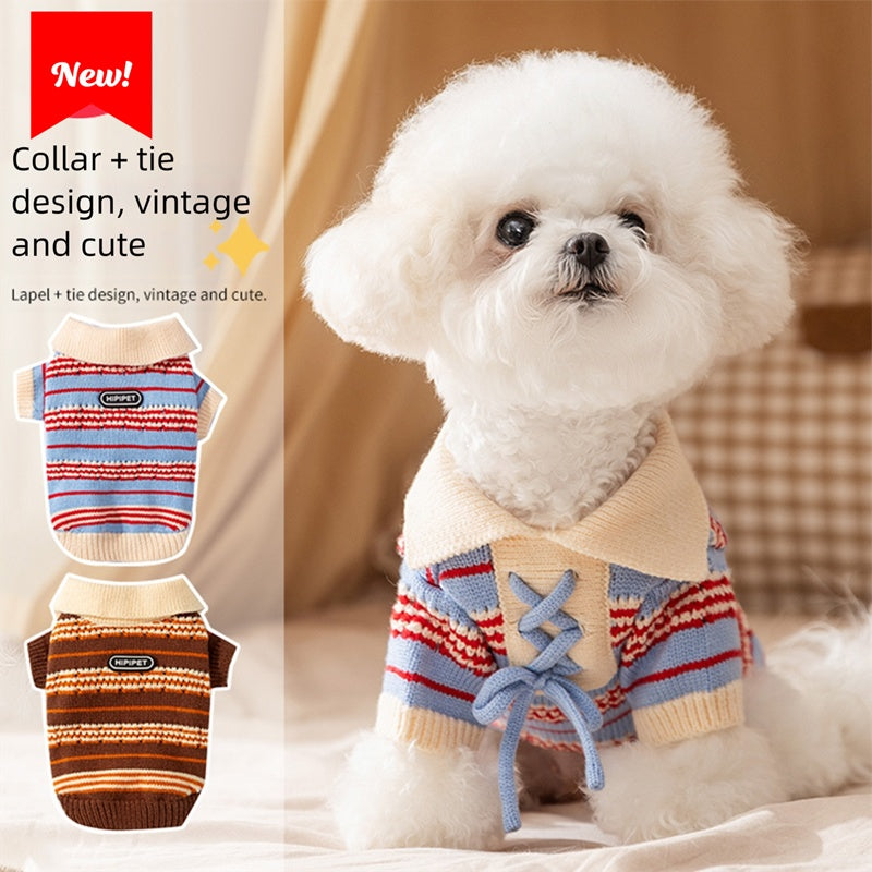 Sweaters Cold Weather Dog Striped Pullover Warm Knitted Pet