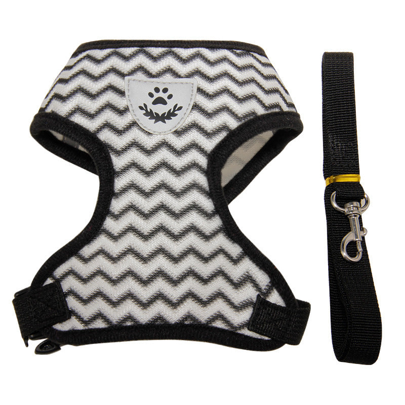 Pet Wave Pattern Traction Reflective Chest Harness