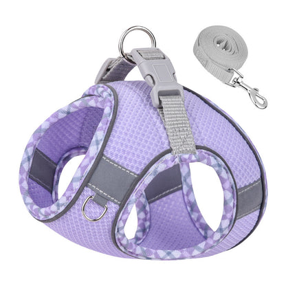 Pet Harness Reflective Plaid Covered Dog Hand Holding Vest